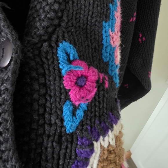 Maggie Lawrence L 90s Cottagecore Eclectic Boho Paisley Intarsia Knit Cardigan - Picture 14 of 15